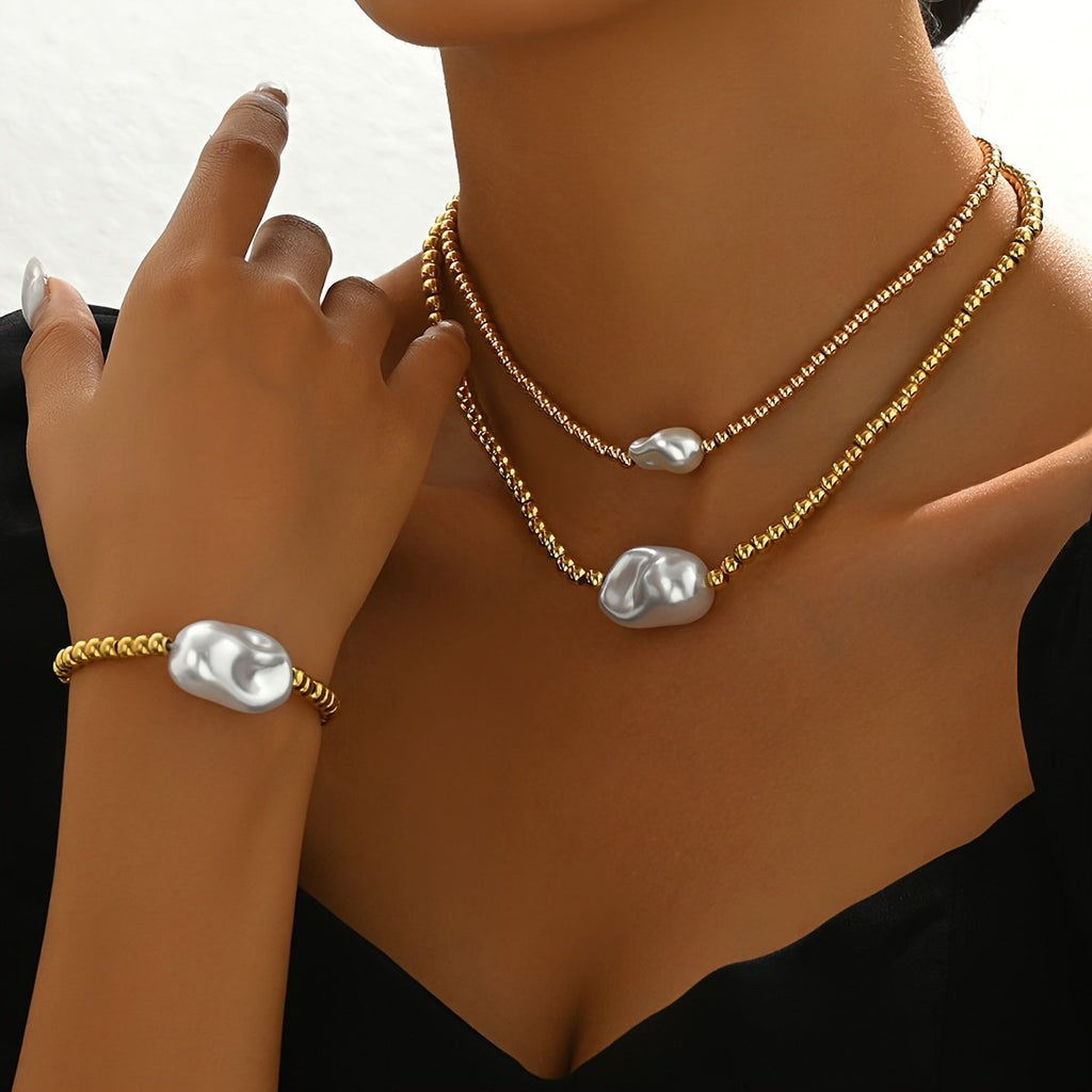 Gold (elektrobeschichtet) Handarbeit Necklace & Bracelet Duo,