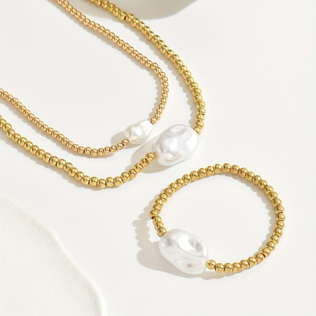 Gold (elektrobeschichtet) Handarbeit Necklace & Bracelet Duo,