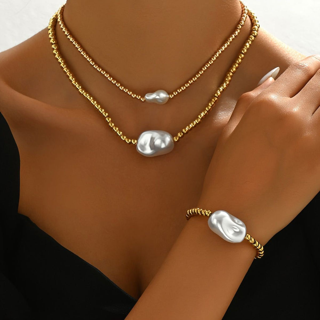 Gold (elektrobeschichtet) Handarbeit Necklace & Bracelet Duo,