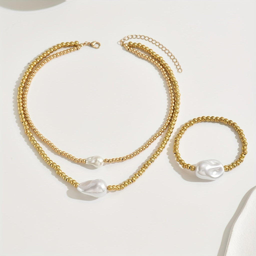 Gold (elektrobeschichtet) Handarbeit Necklace & Bracelet Duo,